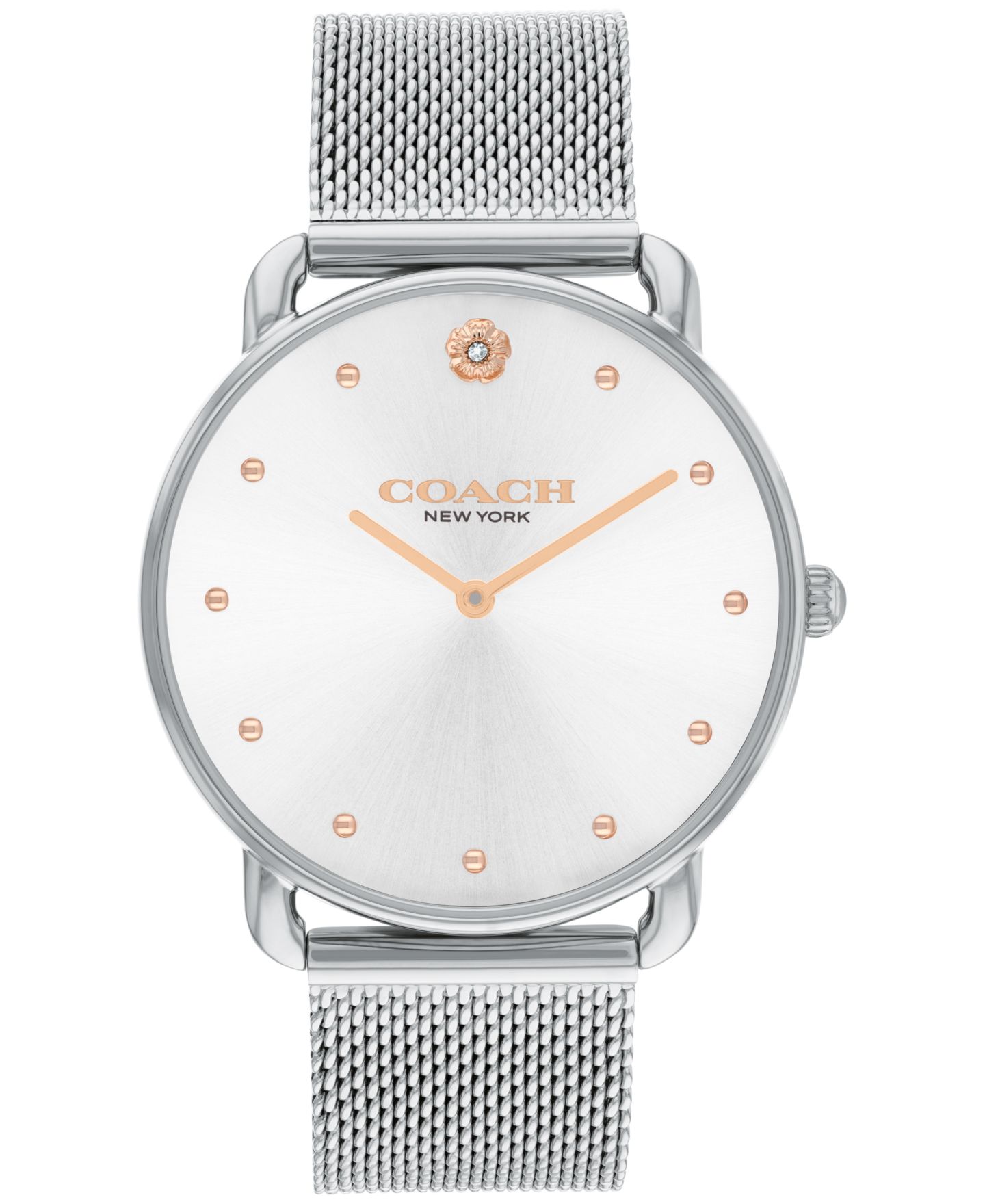 Женские часы COACH Elliot Silver Stainless Steel Mesh Bracelet Watch 36mm — фото 1