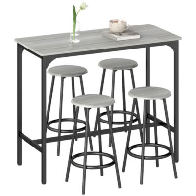 5-Piece Rustic Bar Table and Chairs Set for Dining Room