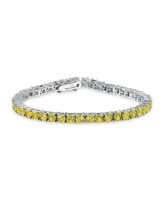 Classic 12CTW Cubic Zirconia Solitaire CZ Tennis Bracelet Silver Plated 7.5 Inch