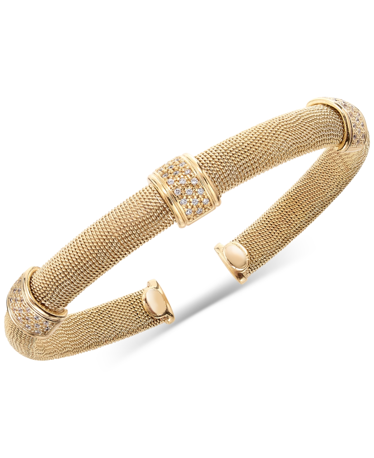 Macy's Diamond Station Cuff Bangle Bracelet (1/3 Ct. T.w.) In 14k Gold-plated Sterling Silver