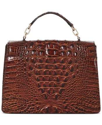 Brahmin Red Crocodile Embossed Leather Satchel Hand Bag