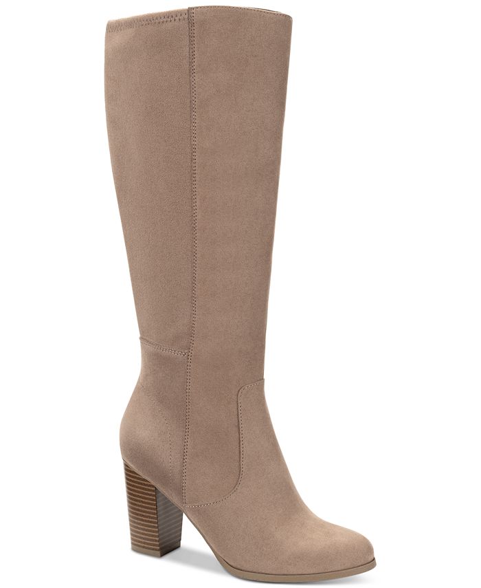 Style & Co Addyy Extra Wide-Calf Dress Boots, Created for Macy's - Tan Micro - Size 12W