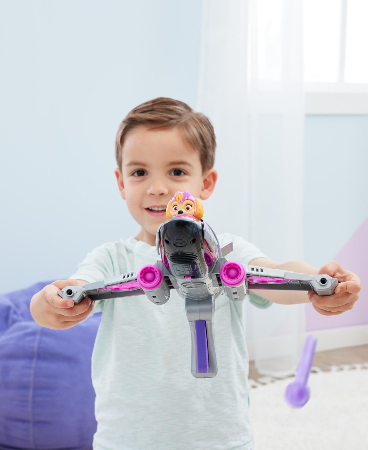 Paw Patrol - The Mighty Movie, Converting Rescue Jet With Skye Mighty Pups Action Figure, Lights And Sounds, Ki In Multicolor