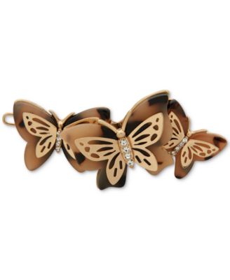 lonna & lilly - Gold-Tone Tortoise Shell-Look Acetate & Crystal Butterfly Hair Barrette