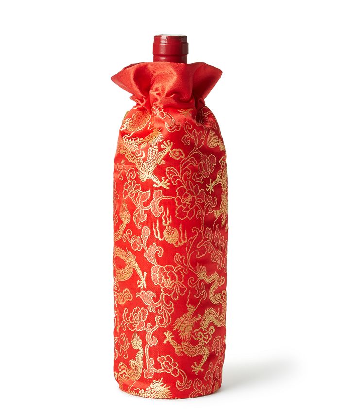 Holiday Lane Lunar New Year Red Fabric Wine Bag, Created For Macy's