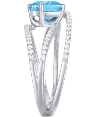 Amethyst (1-3/4 ct. t.w.) & Lab-Grown White Sapphire (3/8 ct. t.w.) Openwork Statement Ring in Sterling Silver (Also in Blue Topaz)