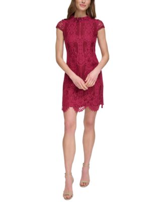 Vince Camuto - Women's Lace Mock-Neck Shift Dress
