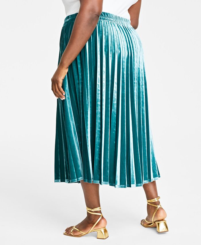 On 34th Plus Size Velvet Pleated Midi Skirt Created for Macy s