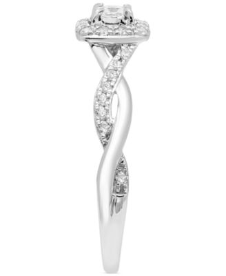 Diamond Princess Twist-Shank Engagement Ring (1/4 ct. t.w.) in 14k White gold
