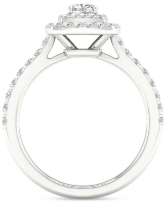 Diamond Cushion Double Halo Engagement Ring (3/4 ct. t.w.) in 14k White Gold