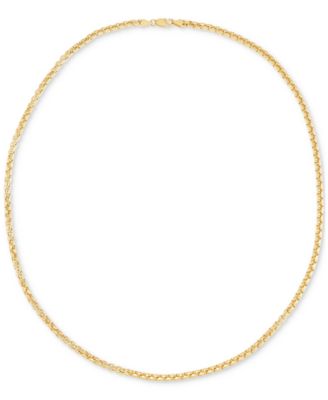 Rounded Box Link 24" Chain Necklace in 18k Gold-Plated Sterling Silver