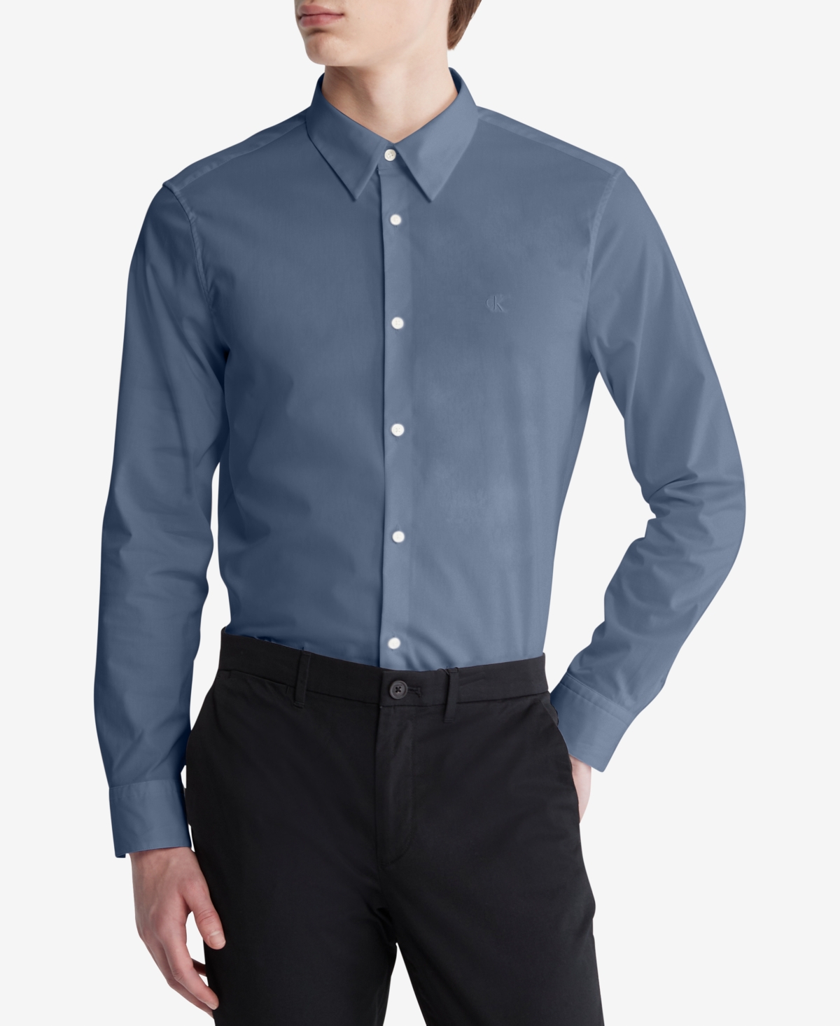 Calvin Klein Men's Slim-fit Refined Button-down Shirt In Infinity