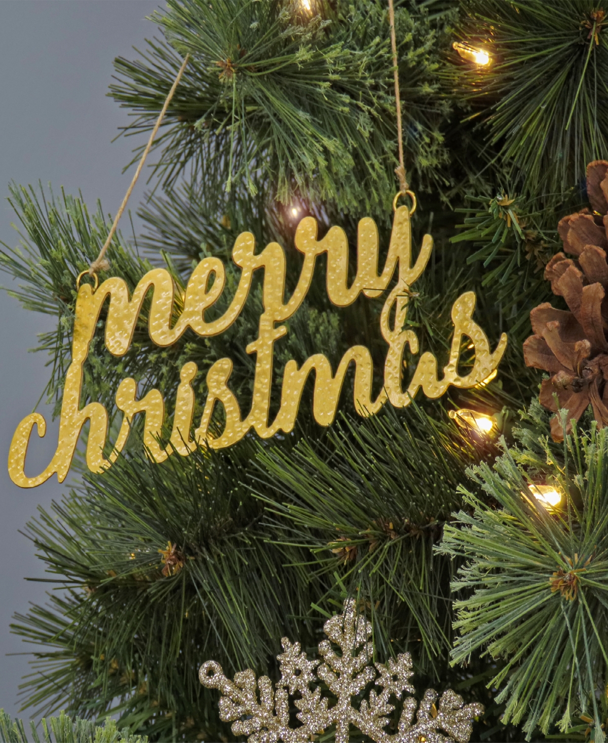 National Tree Company 9" Hgtv Home Collection Merry Christmas Metal Ornament Set In Gold