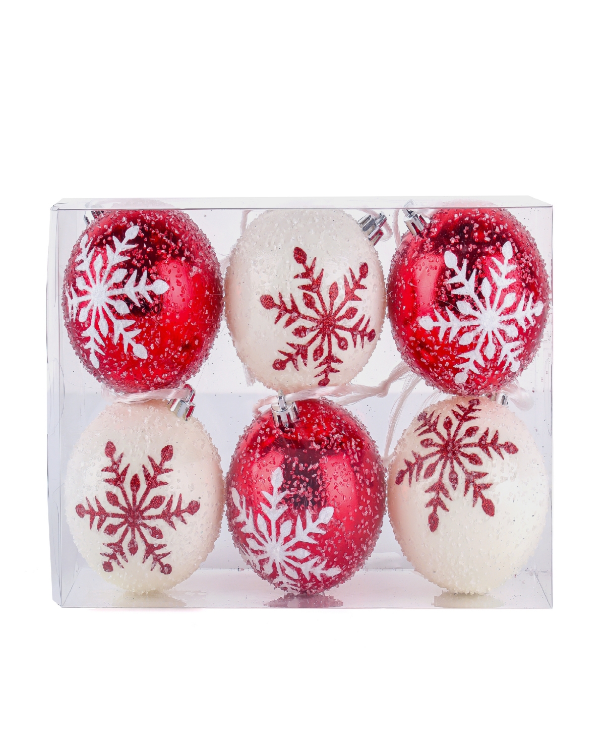 National Tree Company First Traditions 6 Piece Shatterproof Snowflake Ornaments In Red