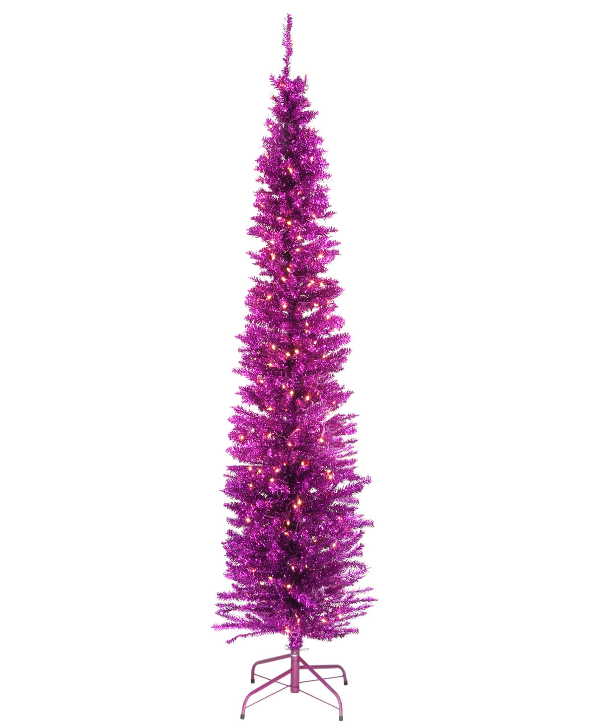National Tree Company 6' Tinsel Tree With Clear Lights In Pink