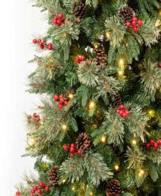 National Tree Company 6' Feel-Real Virginia Pine Hinged Pine-Needle PE PVC Mixed Christmas Tree -Slim, 56 Berries 56 Pinecones