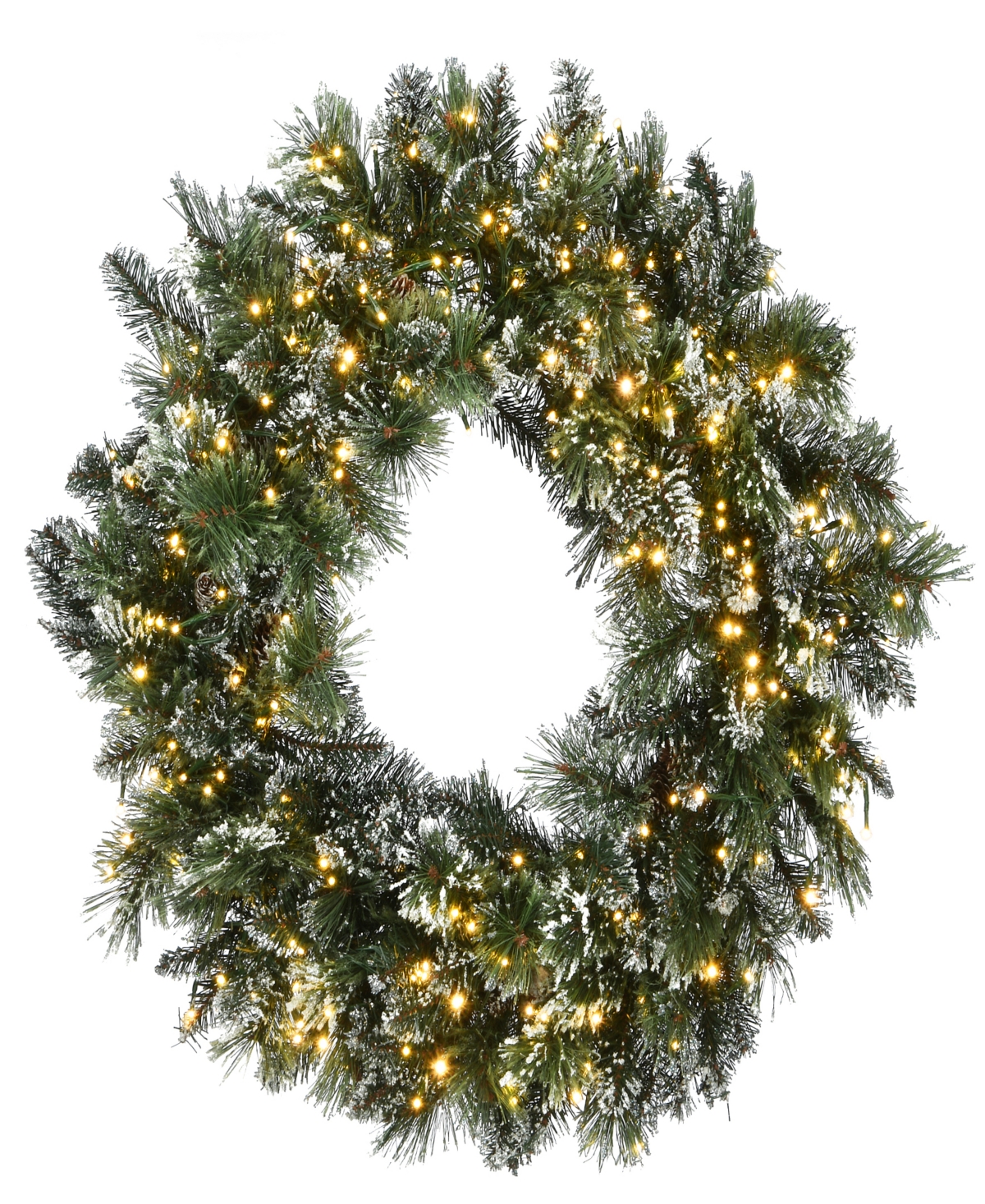 Le Present National Tree Company 30" Glittery Bristle Pine Wreath With Dual Color Led Cosmic Lights In Green