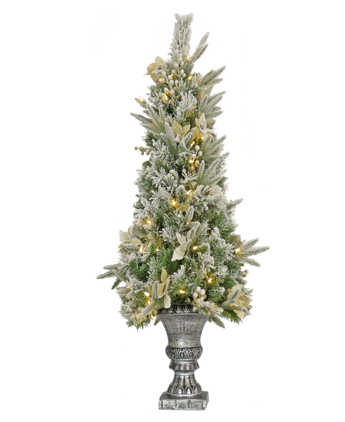 4' Frosted Colonial Fir Entrance Tree with Warm Led Lights - Green