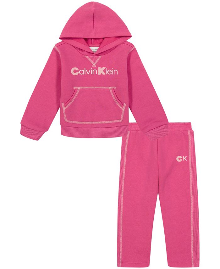 Calvin Klein Baby Girls 12-24 Months Long Sleeve Waffle-Knit Top & Matching  Jogger Pant Set