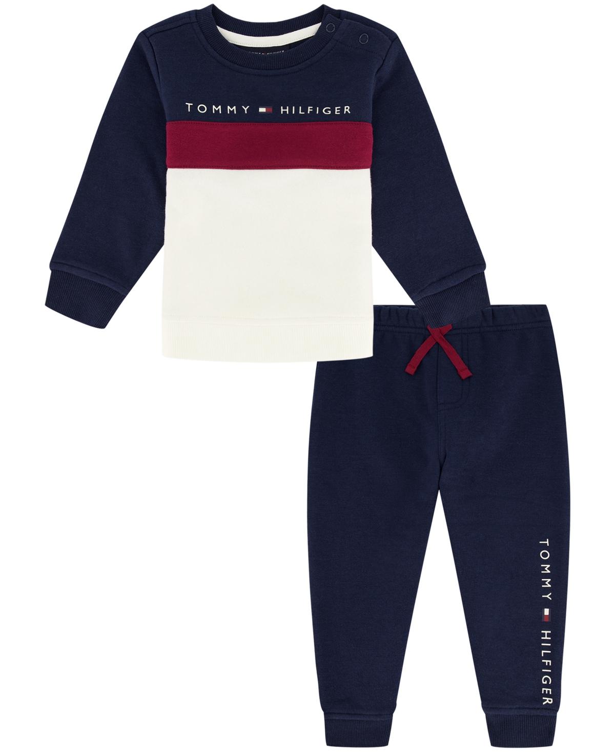 Tommy Hilfiger Baby Boys Crewneck And Joggers 2 Set In Navy |