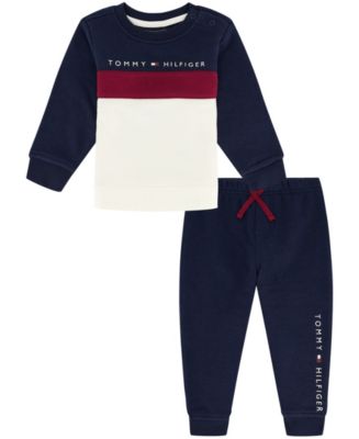 Tommy Hilfiger Baby Boys Colorblock Crewneck and Joggers Sweatsuit