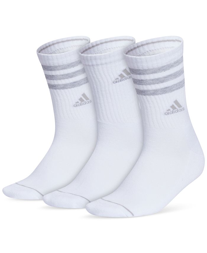 adidas Women's 3-Pk. Cushioned 3-Stripe 3.0 Crew Socks - Macy's