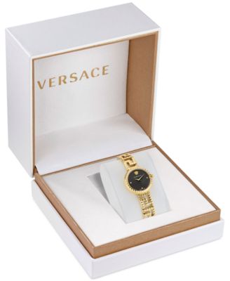 Women's Swiss Greca Goddess Gold Ion Plated Stainless Steel Cut-Out Bracelet Watch 28mm