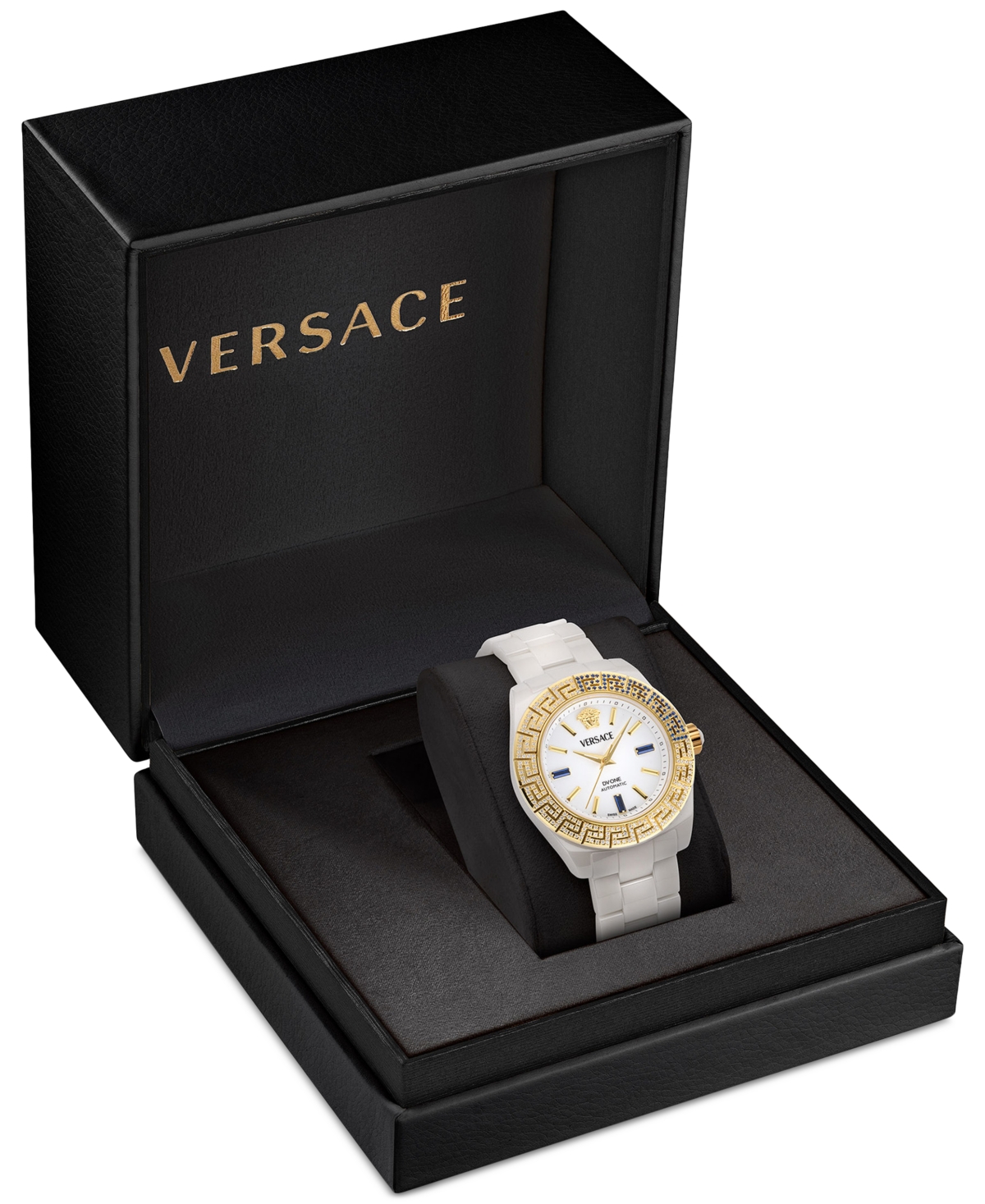 Shop Versace Women's Swiss Automatic Dv One Diamond (1/2 Ct. T.w.) White Ceramic Bracelet Watch 40mm