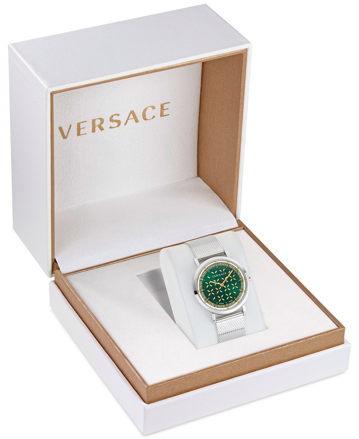 Shop Versace Women's Swiss New Generation Stainless Steel Mesh Bracelet Watch 36mm