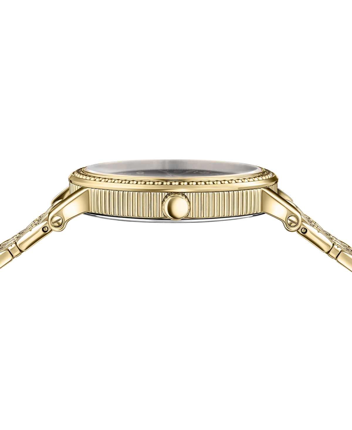 Shop Versace Women's V-dollar Ion-plated Gold-tone Stainless Steel Bracelet Watch 37mm In Ip Yellow Gold