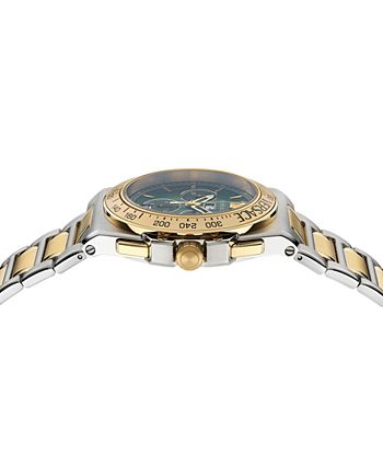 Men\'s Watch - Two-Tone Chronograph Bracelet Macy\'s Stainless Steel Greca Swiss Versace 45mm Extreme