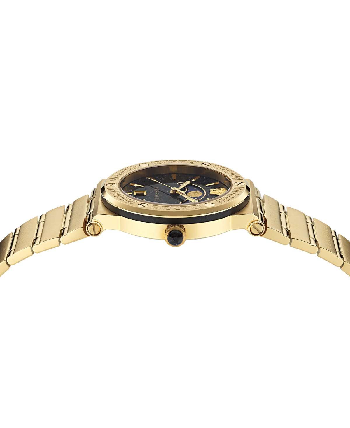 Shop Versace Women's Swiss Greca Logo Gold Ion Plated Stainless Steel Bracelet Watch 38mm In Ip Yellow Gold