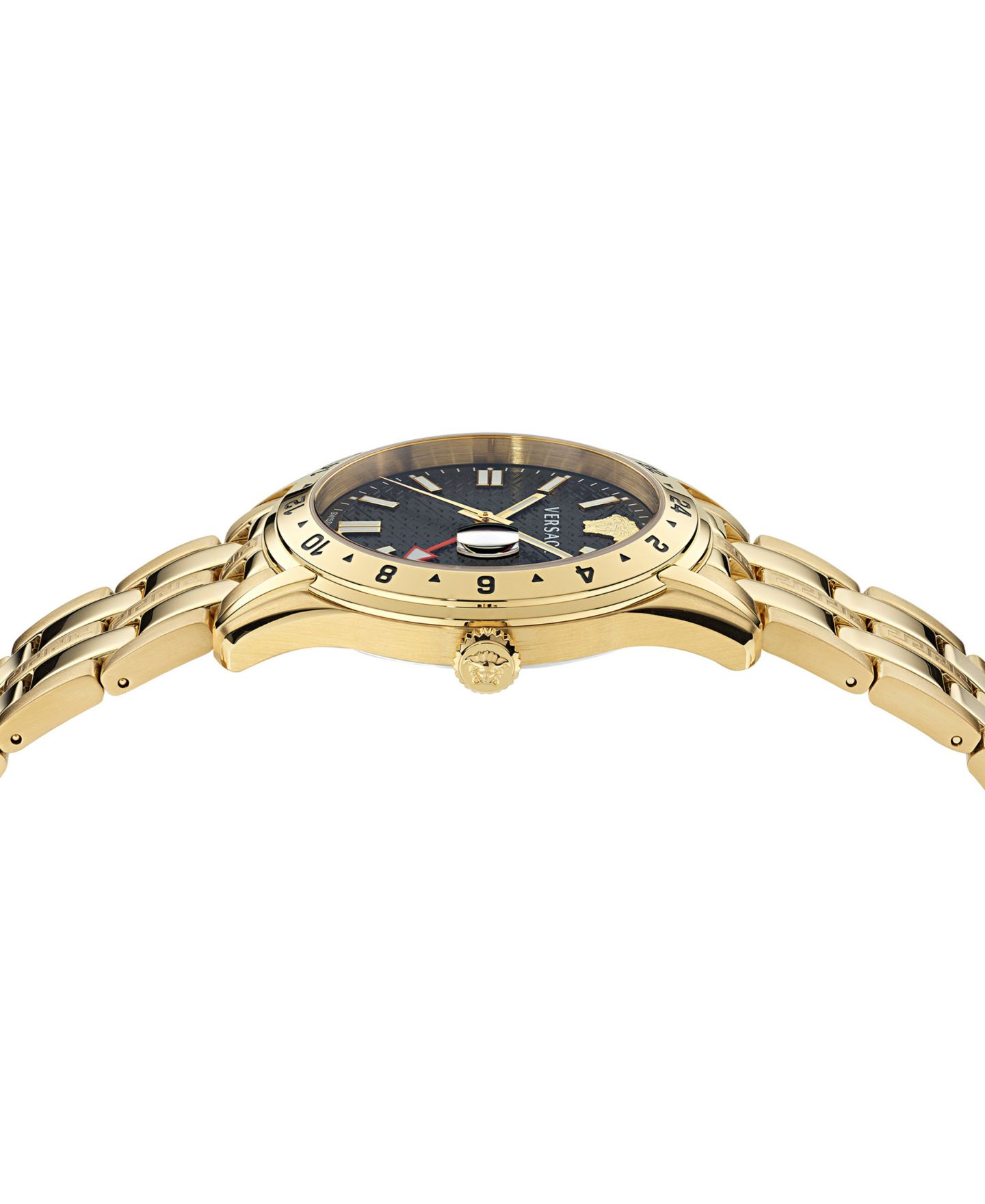 Мужские часы Versace Swiss Greca Time GMT Gold Ion Plated Stainless Steel Bracelet Watch 41mm — фото 2