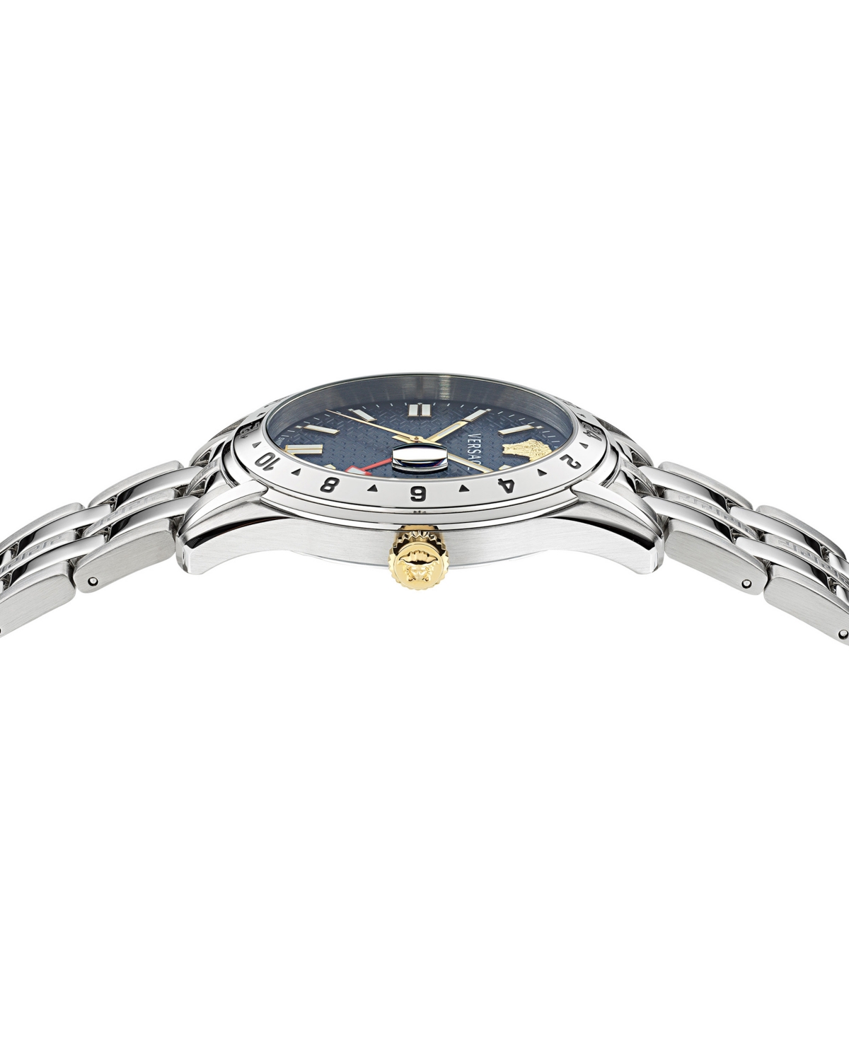 Shop Versace Men's Swiss Greca Time Gmt Stainless Steel Bracelet Watch 41mm