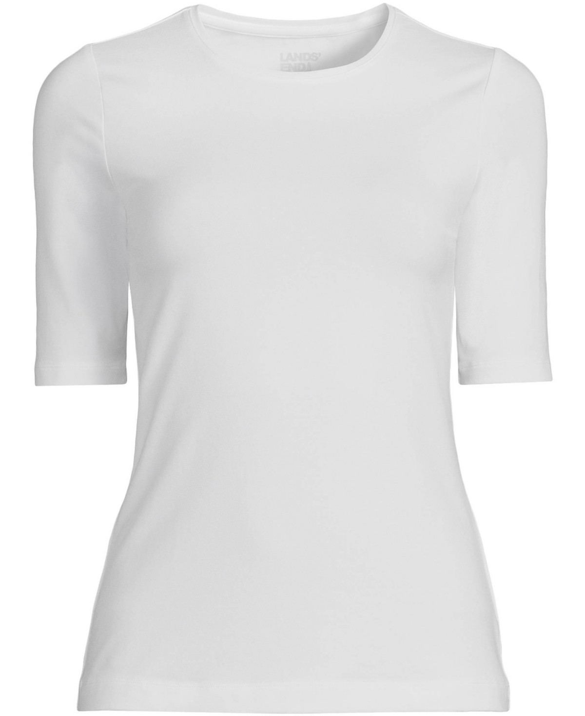 Lands' End Petite Lightweight Jersey Skimming Elbow Sleeve Crew Neck T-shirt