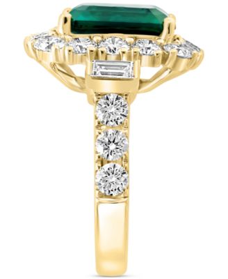 EFFY&reg; Lab Grown Emerald (4-7/8 ct. t.w.) & Lab Grown Diamond (2-3/8 ct. t.w.) Halo Statement Ring in 14k Gold