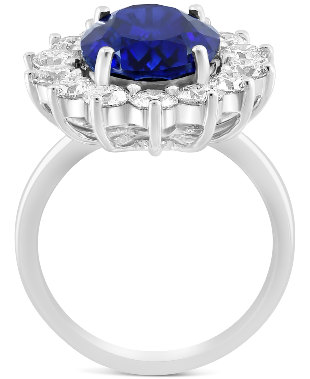 Effy Lab Grown(6-5/8 ct.t.w.) & Lab Grown Diamond (2-1/20 ct. t.w.) Halo Ring in 14k White Gold - Sapphire