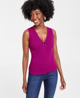 I.N.C. International Concepts - Women's Crochet O-Ring Tank Top
