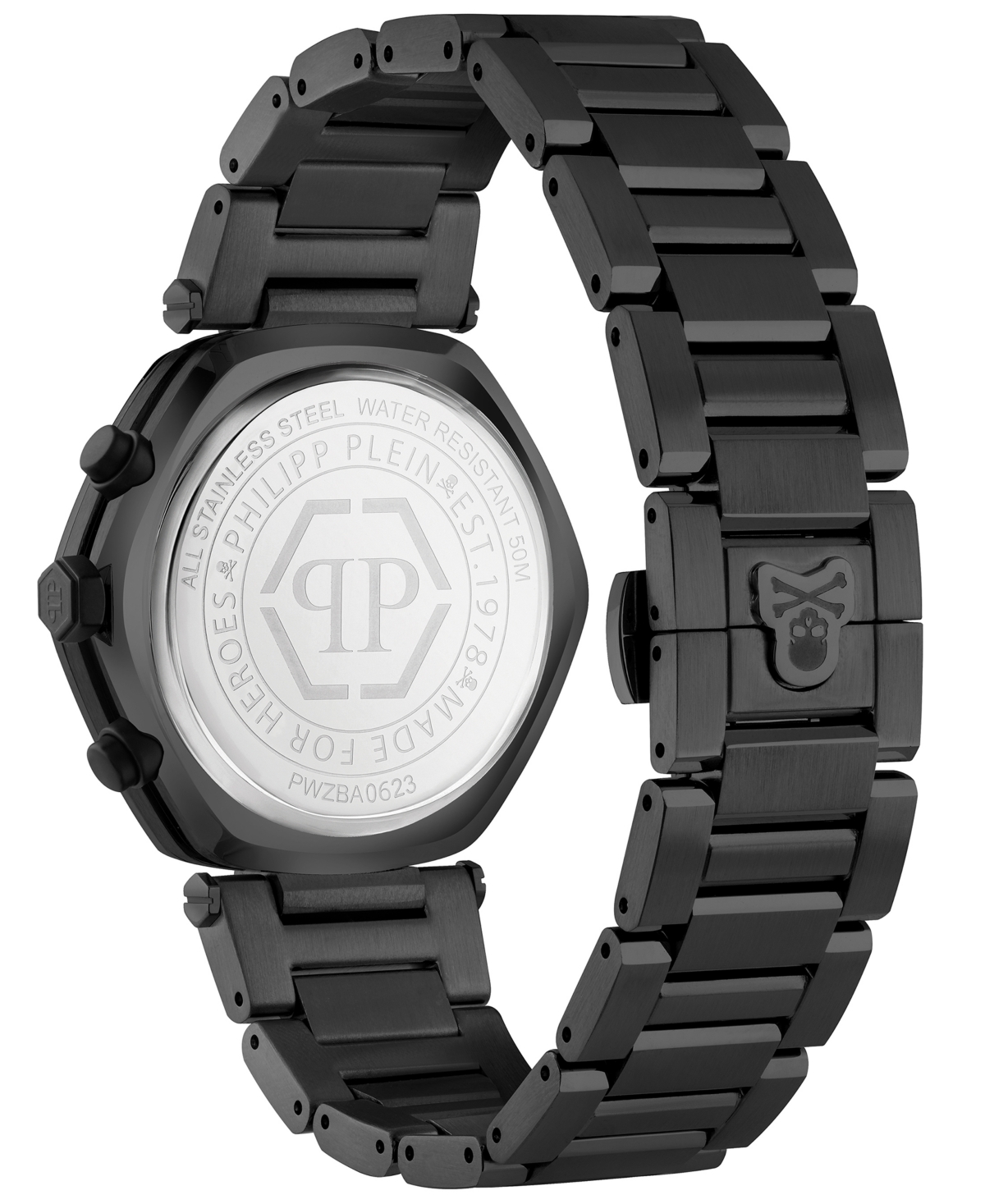 Philipp Plein Men's The Hexagon Ion-Plated Black Stainless Steel Bracelet Watch 42mm