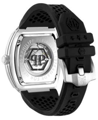 Men's Automatic The Keleton Black Silicone Strap Watch 44mm
