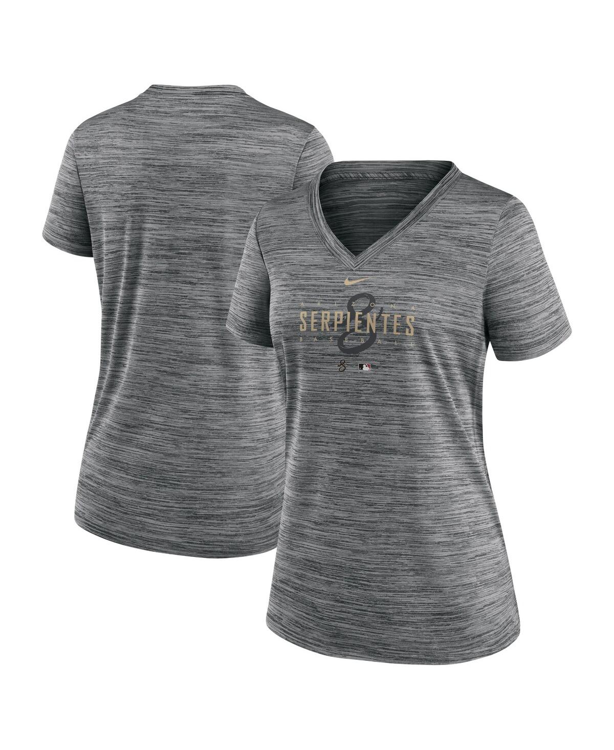 Shop Nike Women's  Gray Arizona Diamondbacks City Connect Velocity Practice Performance V-neck T-shirt