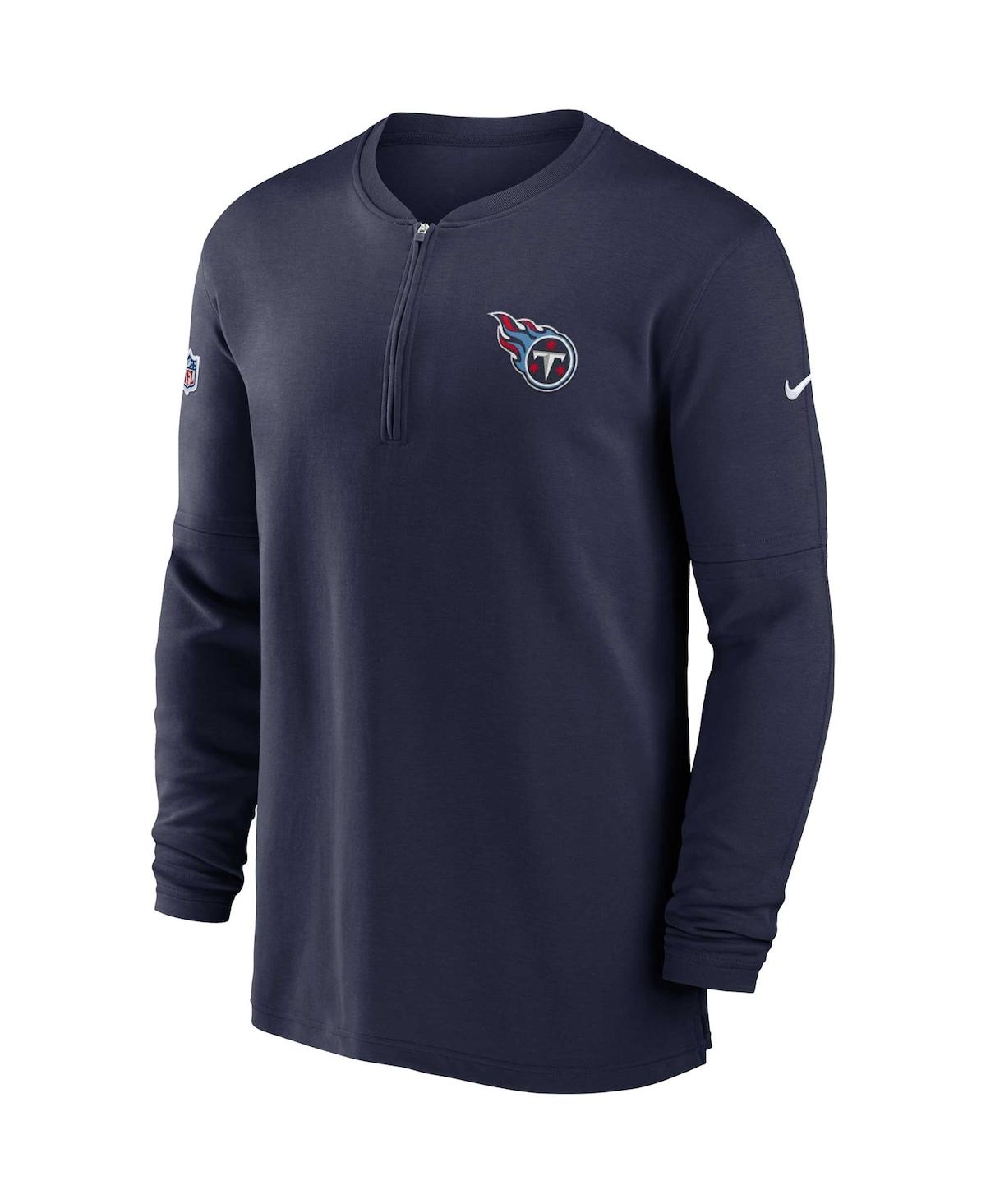 Nike Navy Tennessee Titans 2023 Sideline Performance Long Sleeve Tri-blend Quarter-zip Top In Navy