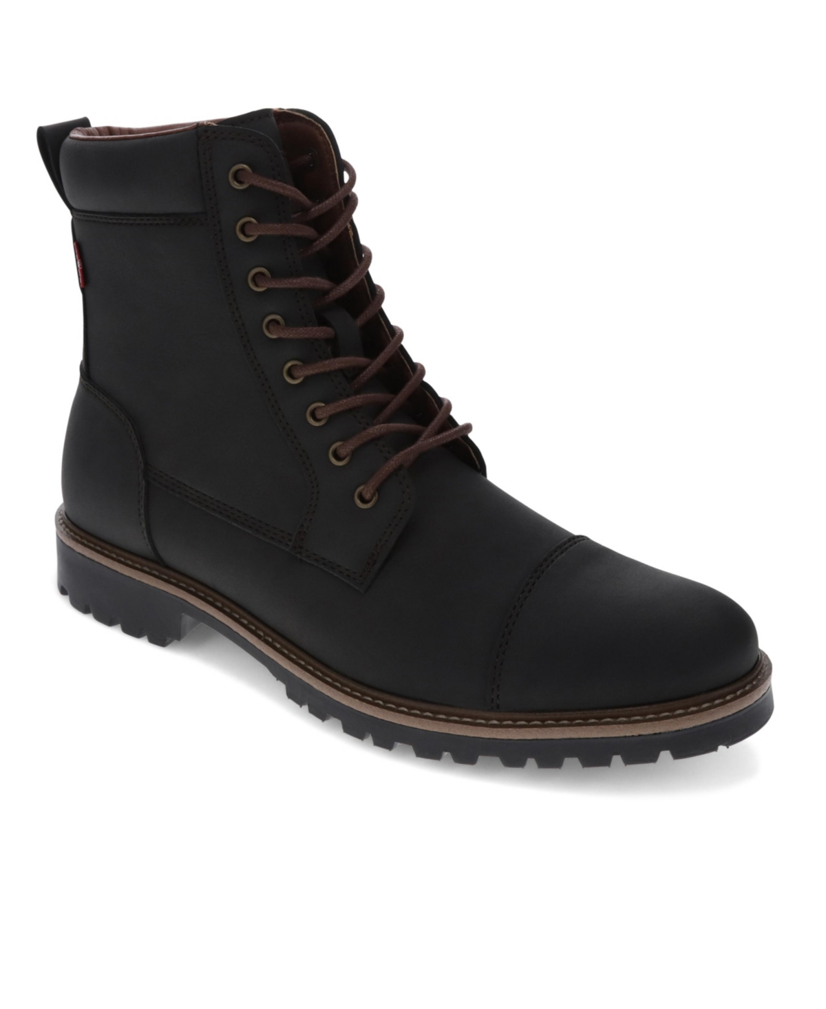 Men's Wyatt Faux Leather Lace-Up Boots - Dark Brown