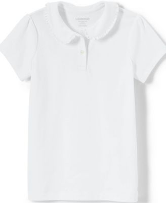 Girls School Uniform Short Sleeve Ruffled Peter Pan Collar Knit Shirt