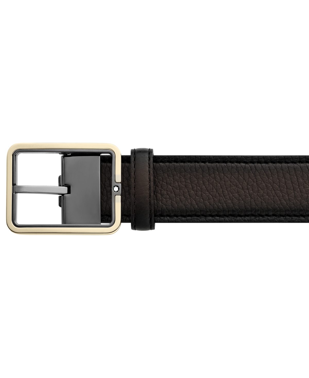 Rectangular Buckle Leather Belt - Brown