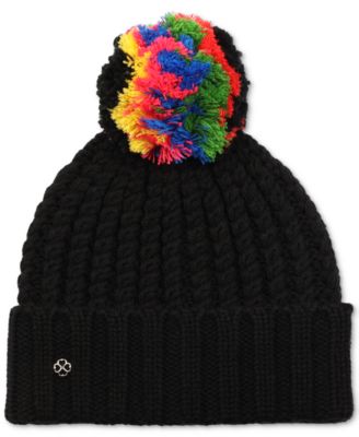 KATE SPADE CABLE BEANIE Kate Spade Black Cable Knit Cuff Pom Beanie Women main image 3