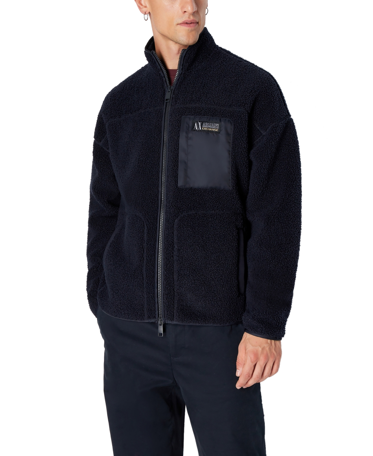 Ax Armani Exchange Men's Fleece Jacket In Navy