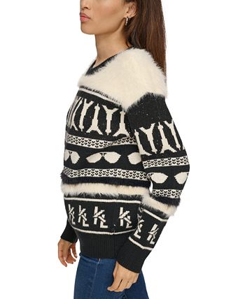 KARL LAGERFELD PARIS Women's Motif Eyelash Sweater - Macy's