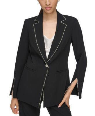 KARL LAGERFELD PARIS Women's Rhinestone-Trim Blazer - Macy's