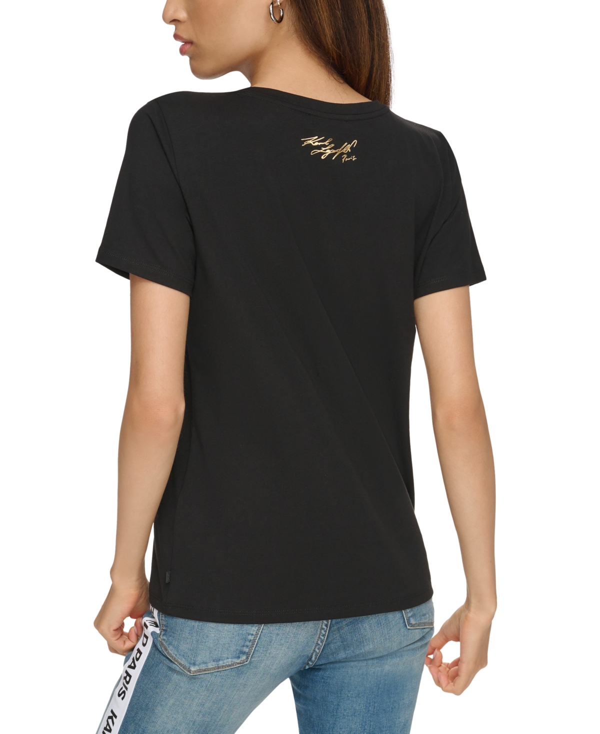 Karl Lagerfeld Paris Women's Petite Eiffel Tower T-Shirt - Gold